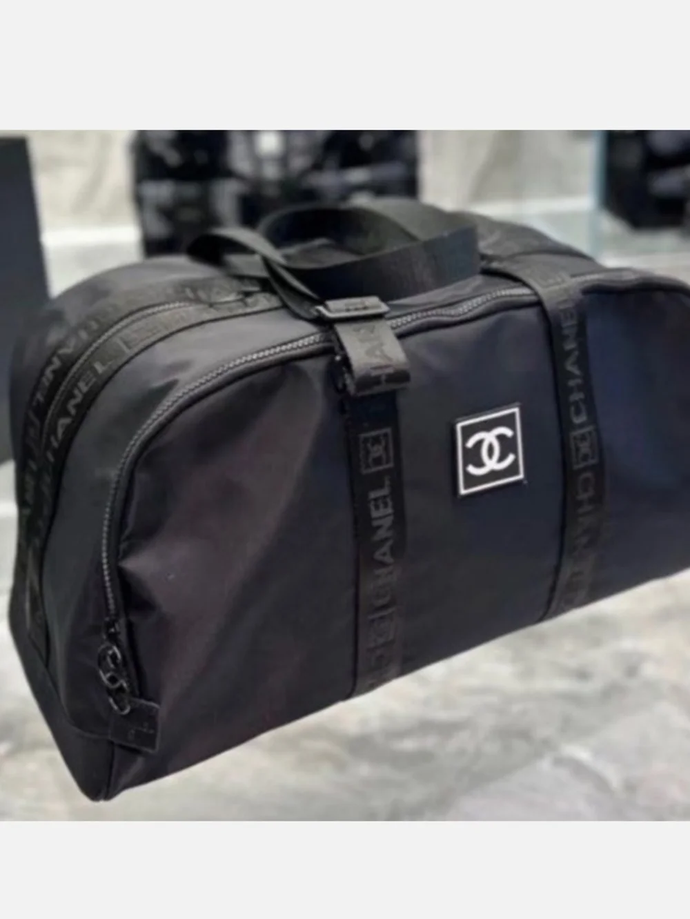 Black Nylon With White Branding Unisex Travel/Gym Bag. - Picture 2 of 12